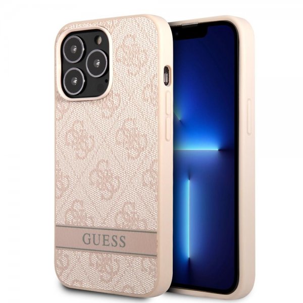 Guess iPhone 13 Pro Max Deksel Printed Stripe Bottom Rosa