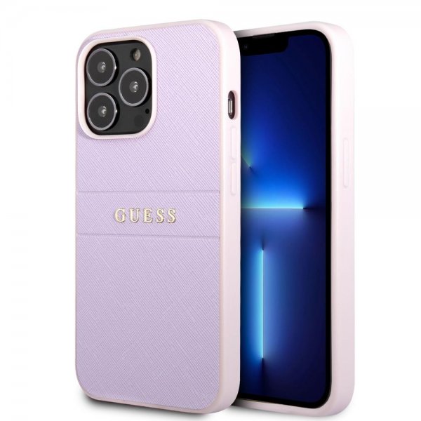 Guess iPhone 13 Pro Max Deksel Saffiano Metal Logo Lilla