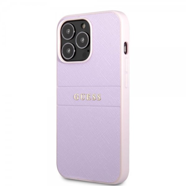 Guess iPhone 13 Pro Max Deksel Saffiano Metal Logo Lilla