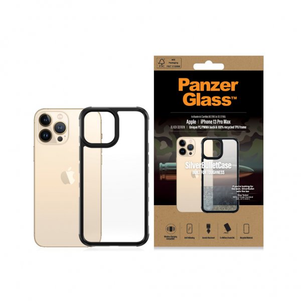 PanzerGlass iPhone 13 Pro Max Deksel SilverBullet Case Svart
