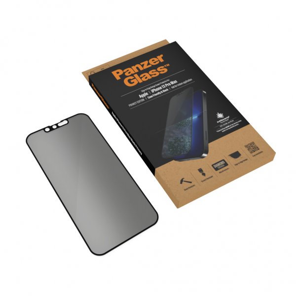 PanzerGlass iPhone 13 Pro Max Skjermbeskytter Edge-to-Edge Case Friendly Privacy