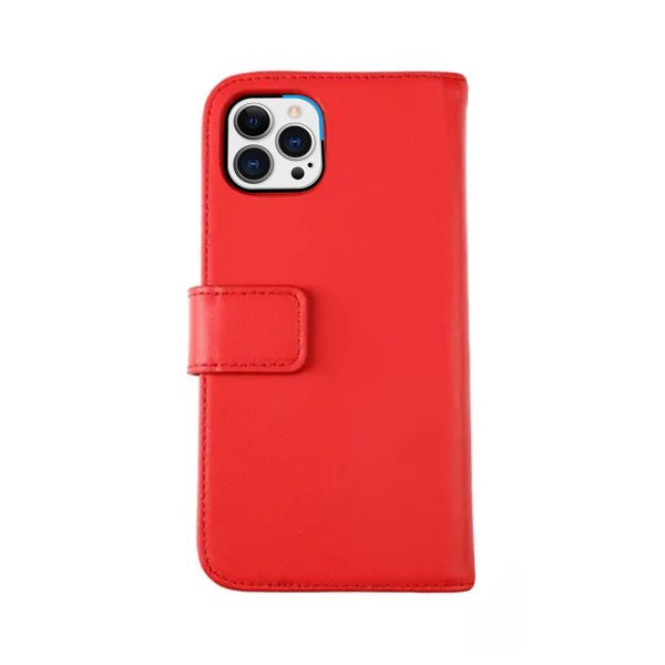 Rvelon iPhone 13 Pro Etui Ekte skinn Kortlommer Rød