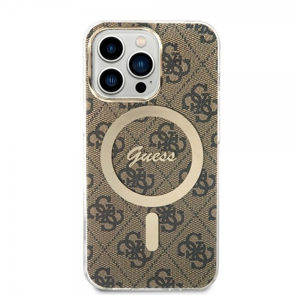 Guess iPhone 13 Pro Deksel 4G Pattern MagSafe Brun