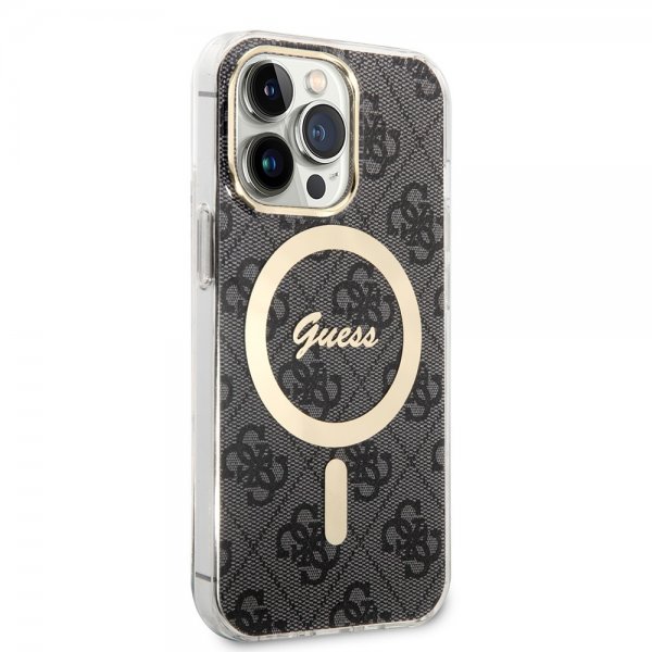 Guess iPhone 13 Pro Deksel 4G Pattern MagSafe Svart