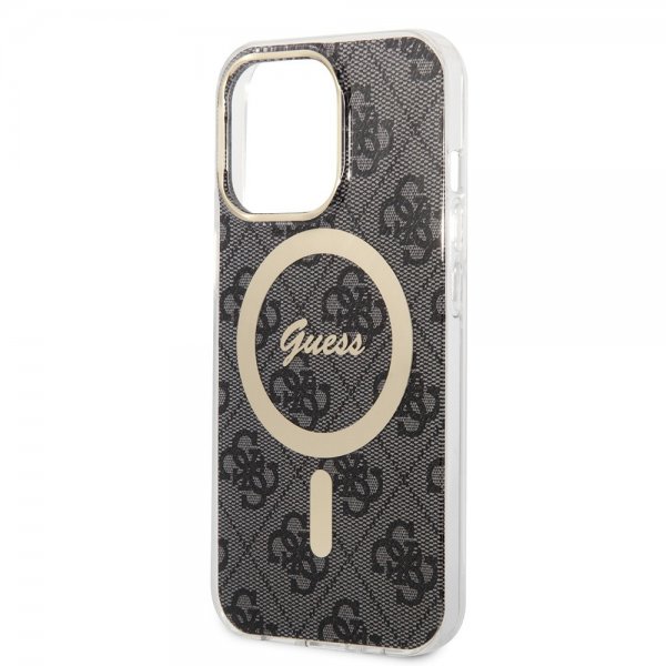 Guess iPhone 13 Pro Deksel 4G Pattern MagSafe Svart
