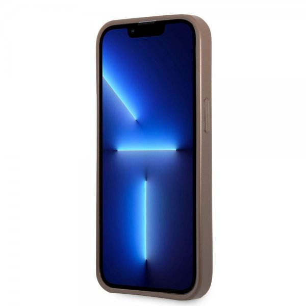 Guess iPhone 13 Pro Deksel Double Cardslot Metal Triangle Brun