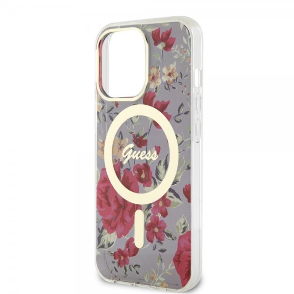 Guess iPhone 13 Pro Deksel Flower MagSafe Kaki
