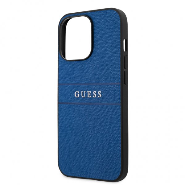 Guess iPhone 13 Pro Deksel Hot Stamp Metal Logo Blå