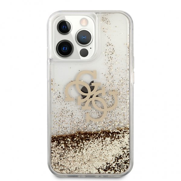 Guess iPhone 13 Pro Deksel Liquid Glitter Gull