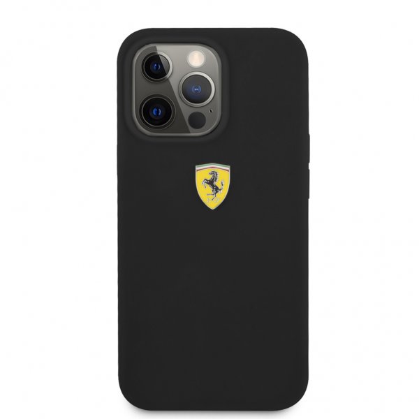 Ferrari iPhone 13 Pro Deksel Liquid Silicone Metal Logo Svart