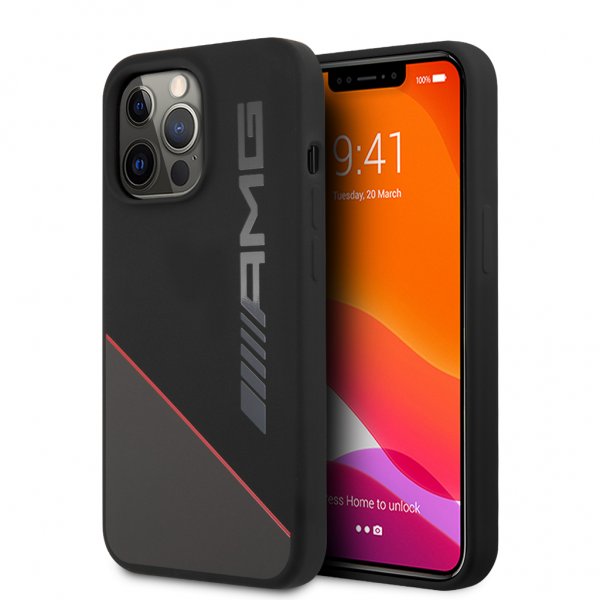 AMG iPhone 13 Pro Deksel Liquid Silicone Two Tone Svart
