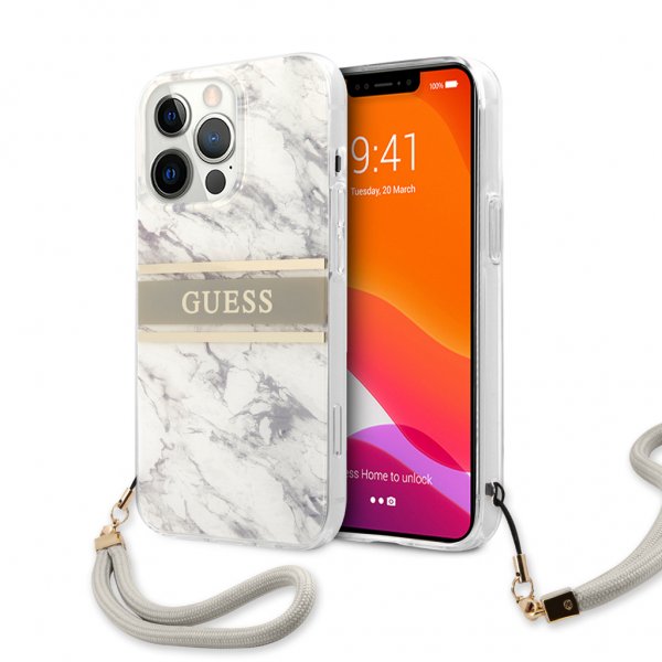 Guess iPhone 13 Pro Deksel Marble Design Stripe Grå
