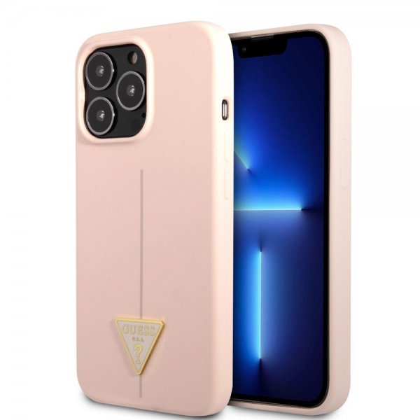 Guess iPhone 13 Pro Deksel Metal Triangle Rosa