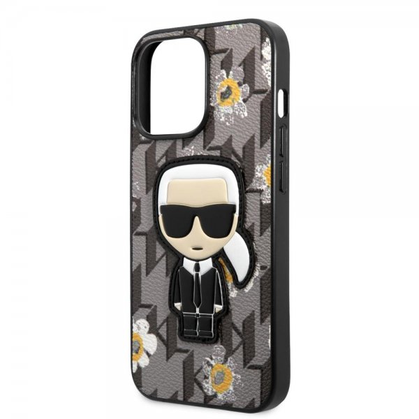 Karl Lagerfeld iPhone 13 Pro Deksel Monogram Iconic Patch Grå