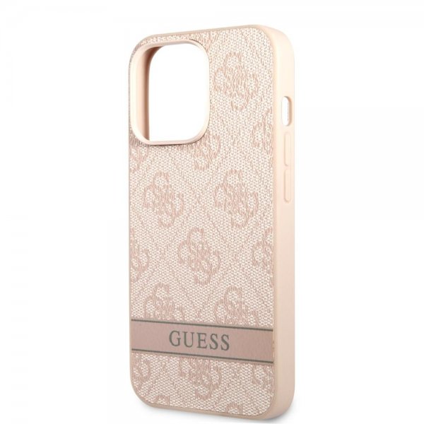 Guess iPhone 13 Pro Deksel Printed Stripe Bottom Rosa