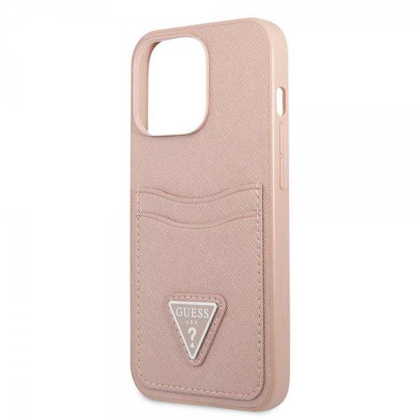 Guess iPhone 13 Pro Deksel Saffiano Double Cardslot Rosa