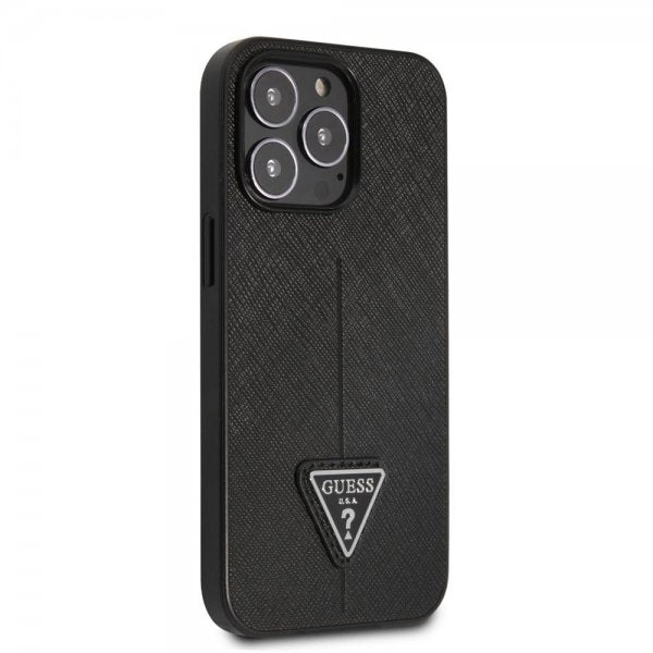 Guess iPhone 13 Pro Deksel Saffiano Metal Triangle Svart