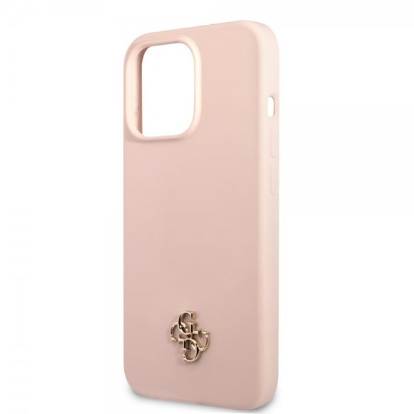Guess iPhone 13 Pro Deksel Silicone Metal Logo 4G Light Pink