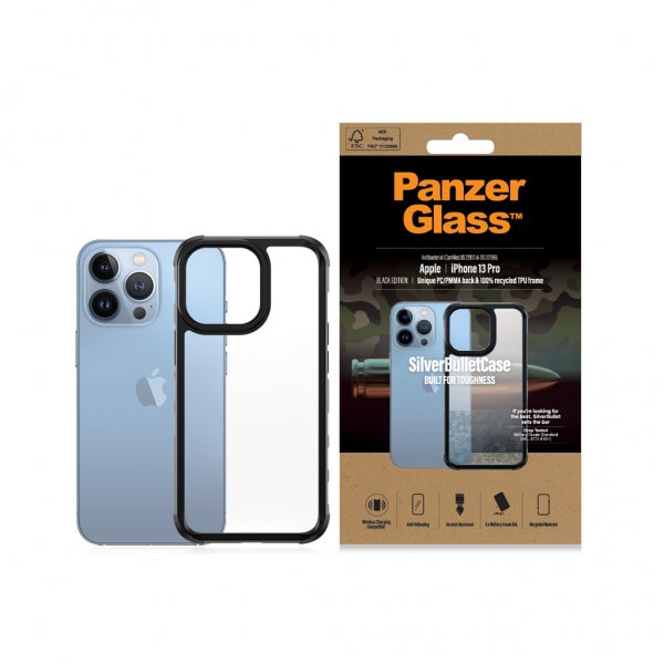 PanzerGlass iPhone 13 Pro Deksel SilverBullet Case Svart