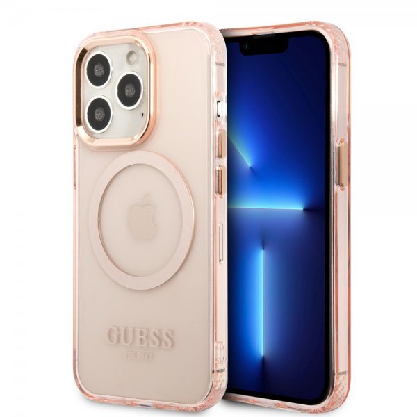 Guess iPhone 13 Pro Deksel Translucent MagSafe Rosa