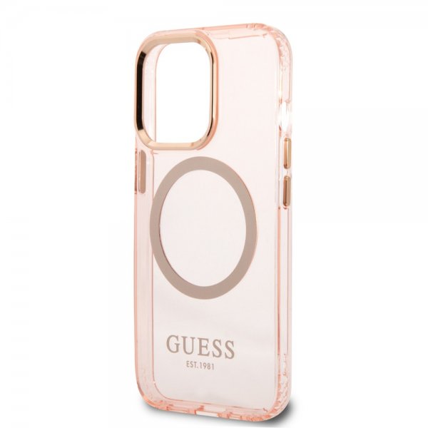 Guess iPhone 13 Pro Deksel Translucent MagSafe Rosa