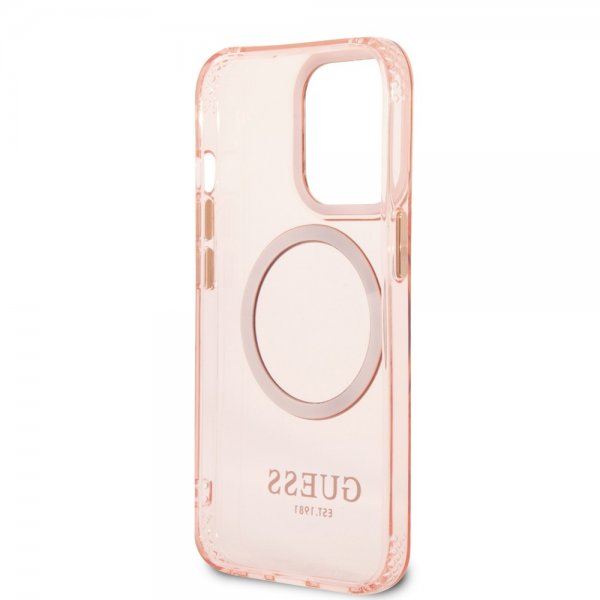 Guess iPhone 13 Pro Deksel Translucent MagSafe Rosa