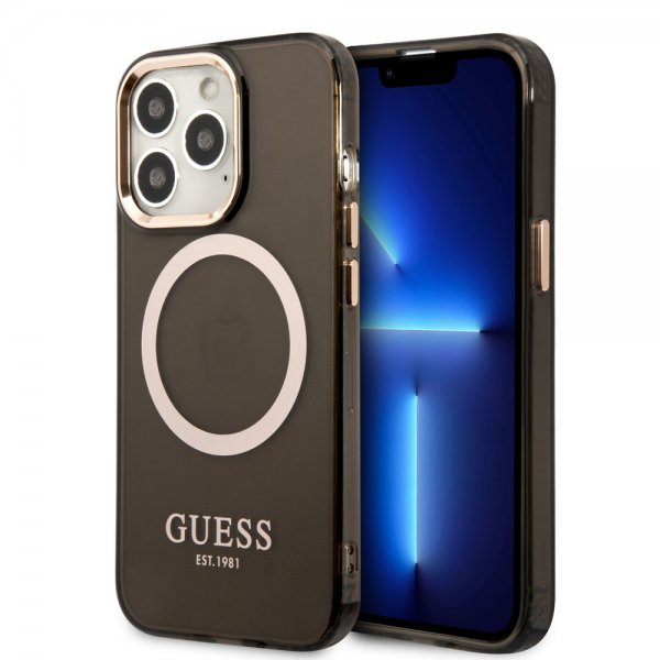 Guess iPhone 13 Pro Deksel Translucent MagSafe Svart
