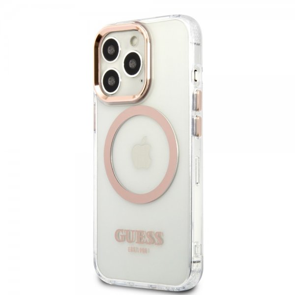 Guess iPhone 13 Pro Deksel Transparent MagSafe Gull Transparent