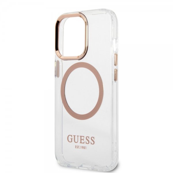 Guess iPhone 13 Pro Deksel Transparent MagSafe Gull Transparent