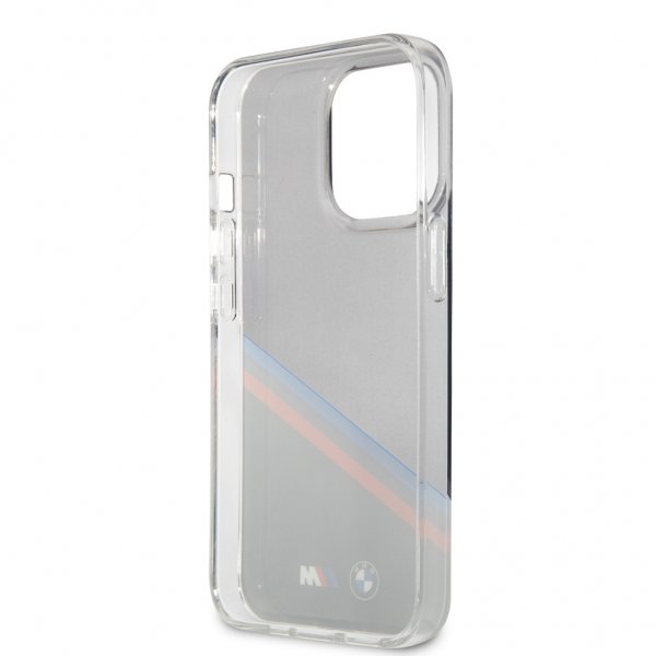BMW iPhone 13 Pro Deksel Tricolor Stripe Transparent Svart