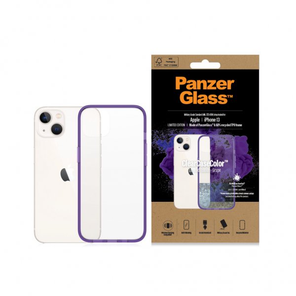 PanzerGlass iPhone 13 Deksel ClearCase Color Grape