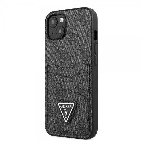 Guess iPhone 13 Deksel Double Cardslot Metal Triangle Svart