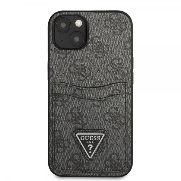 Guess iPhone 13 Deksel Double Cardslot Metal Triangle Svart