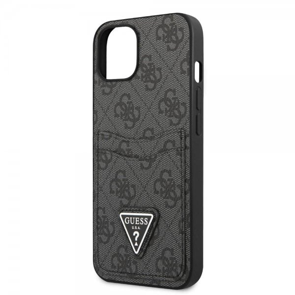 Guess iPhone 13 Deksel Double Cardslot Metal Triangle Svart