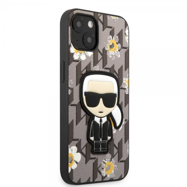 Karl Lagerfeld iPhone 13 Deksel Flower Monogram Iconic Patch Grå