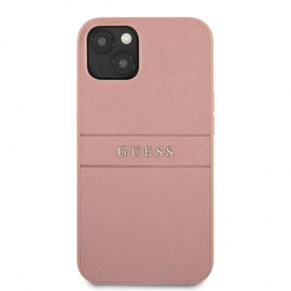 Guess iPhone 13 Deksel Hot Stamp Metal Logo Rosa