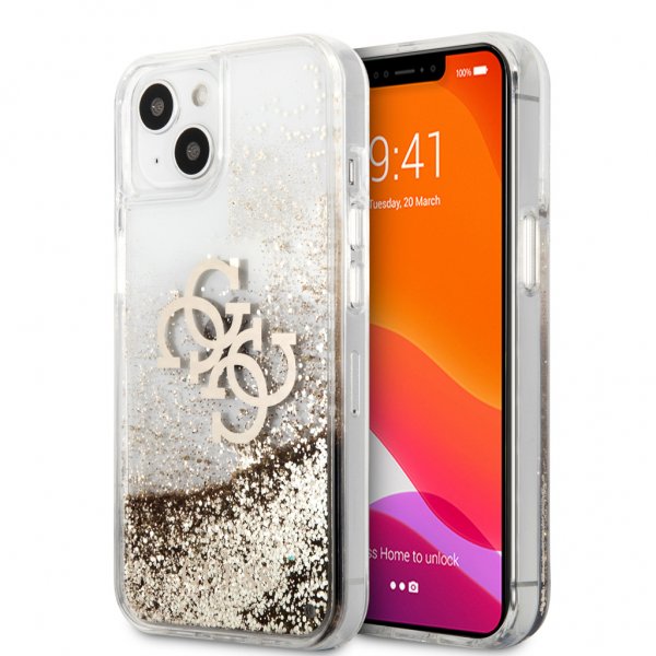 Guess iPhone 13 Deksel Liquid Glitter Gull