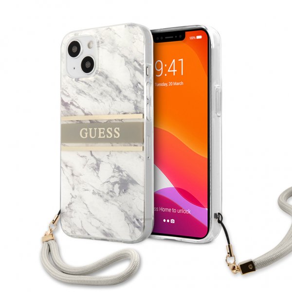 Guess iPhone 13 Deksel Marble Design Stripe Grå