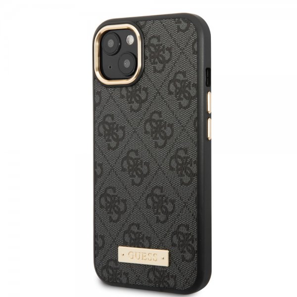 Guess iPhone 13 Deksel Metal Plate Logo MagSafe Svart