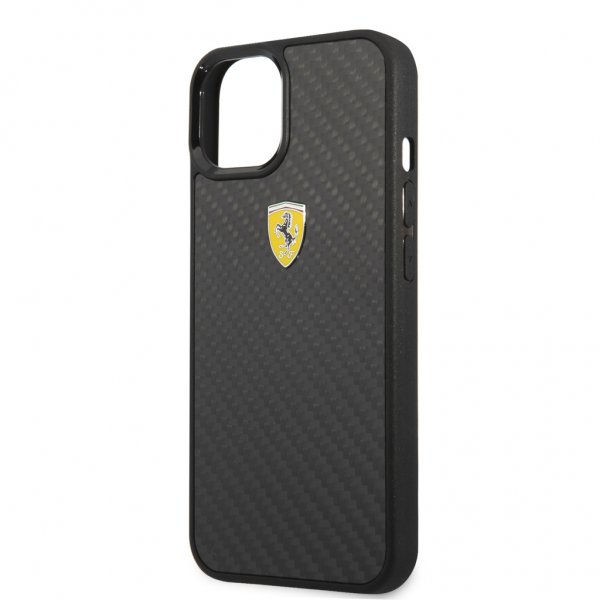 Ferrari iPhone 13 Deksel Real Carbon Metal Logo Svart