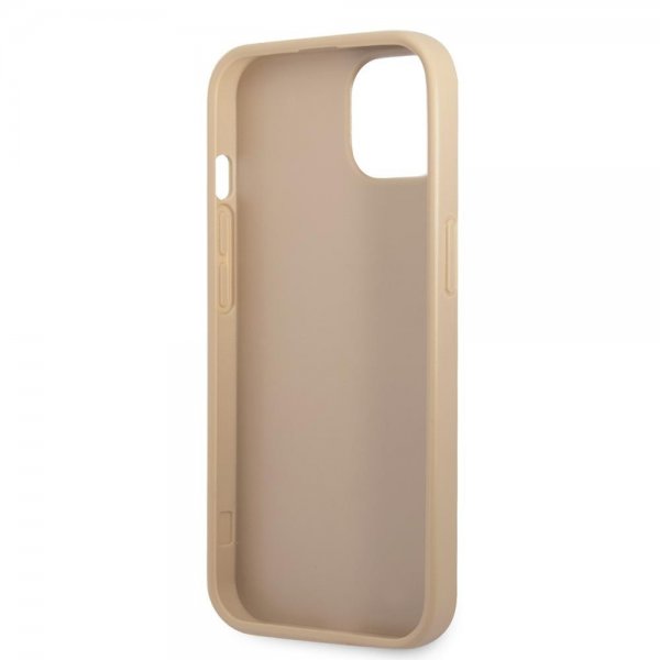 Guess iPhone 13 Deksel Saffiano Metal Triangle Beige