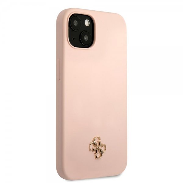 Guess iPhone 13 Deksel Silicone Metal Logo 4G Light Pink