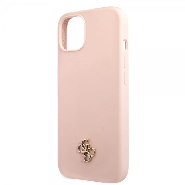 Guess iPhone 13 Deksel Silicone Metal Logo 4G Light Pink