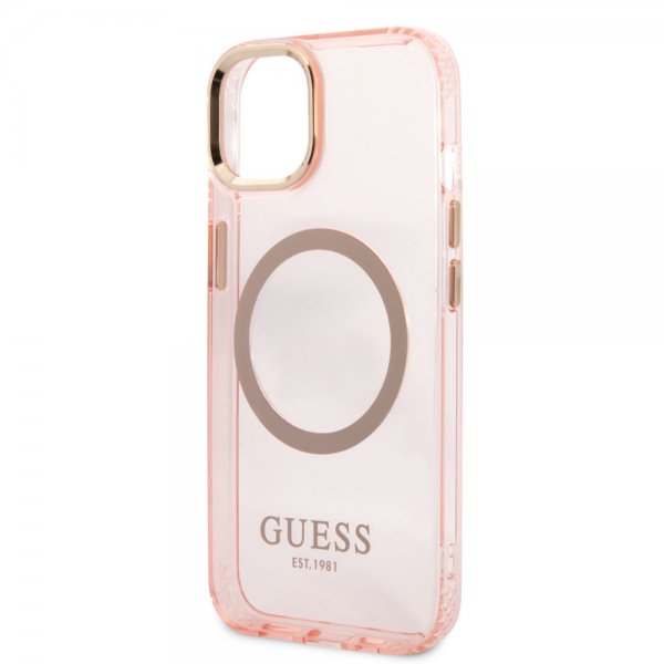 Guess iPhone 13 Deksel Translucent MagSafe Rosa