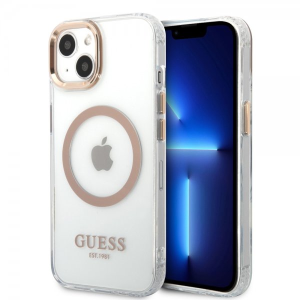 Guess iPhone 13 Deksel Transparent MagSafe Gull Transparent