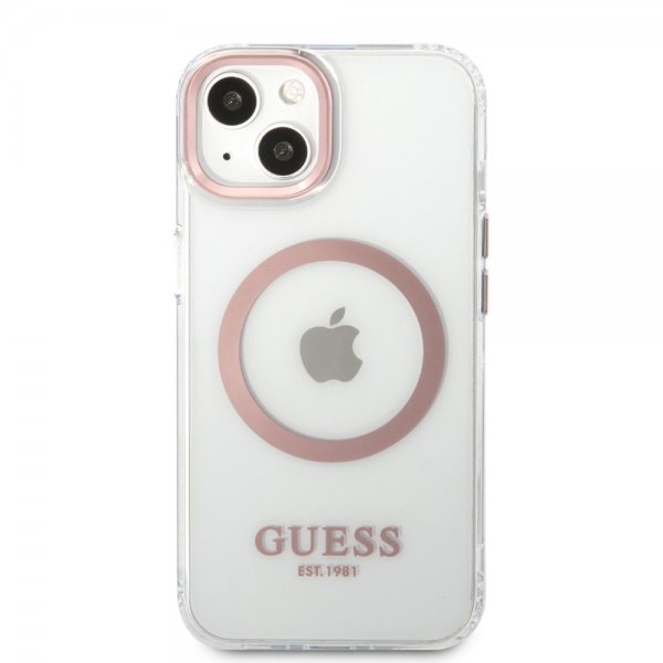 Guess iPhone 13 Deksel Transparent MagSafe Rosa Transparent