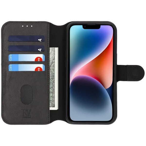 Rvelon iPhone 13/iPhone 14 Etui Detachable Wallet Case Svart