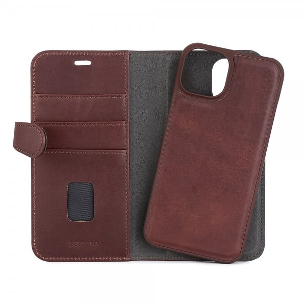 Buffalo iPhone 13/14/15 Etui 2-in-1 Detachable Wallet Brun