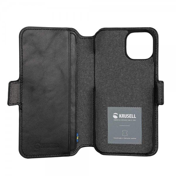 Krusell iPhone 14 Etui Leather PhoneWallet Svart