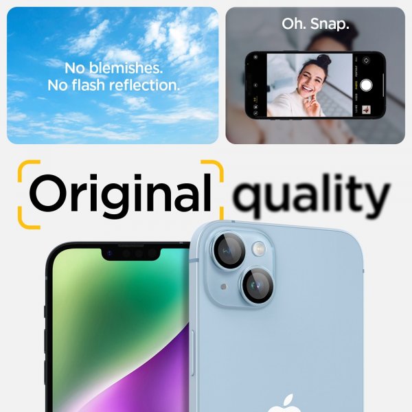 Spigen iPhone 14/iPhone 14 Plus Kamerabeskytter GLAS.tR EZ Fit Optik Pro Blå 2-pakning